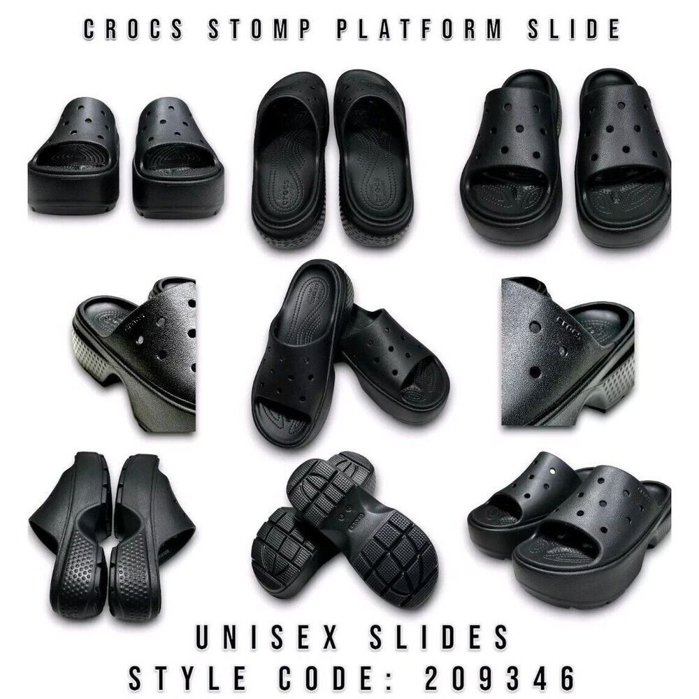 Crocs Stomp Platform Slide Sandal Shoes Blk Wns US Size 10 US Mns 8 EUR 41-42 A2